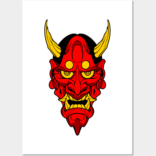 long face oni mask Posters and Art